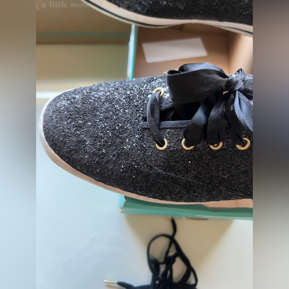 Keds x Kate Spade Champion Glitter Lace Up Sneakers Black Women Size 9.5 - Picture 9 of 13